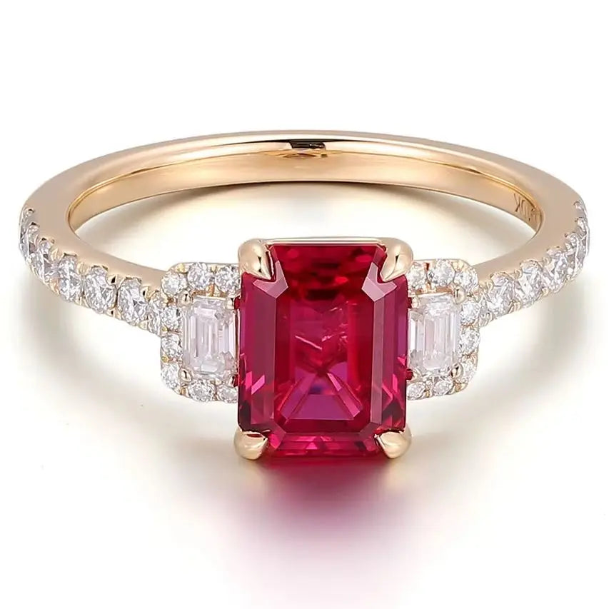 Bague MUSHAN Bespoke Jewelry avec rubis de synthèse de 2,7 ct, anneau en platine PT950, or 10K, 14K, 18K, bijou pour femme, cadeau pour mariage ou fête