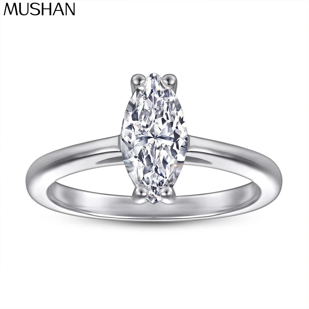 MuShan Jewelry 925 Sterling Silver Romantic Engagement Ring 7A Cubic Zirconia  Women Rings Bands Anniversary  Women Gift