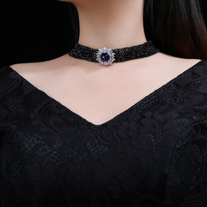 MuShan Luxury Jewelry 925 Sterling Silver Necklace Lab Grown Sapphire Asscher Statement Necklace for Women 18K Gold Plated Neckl