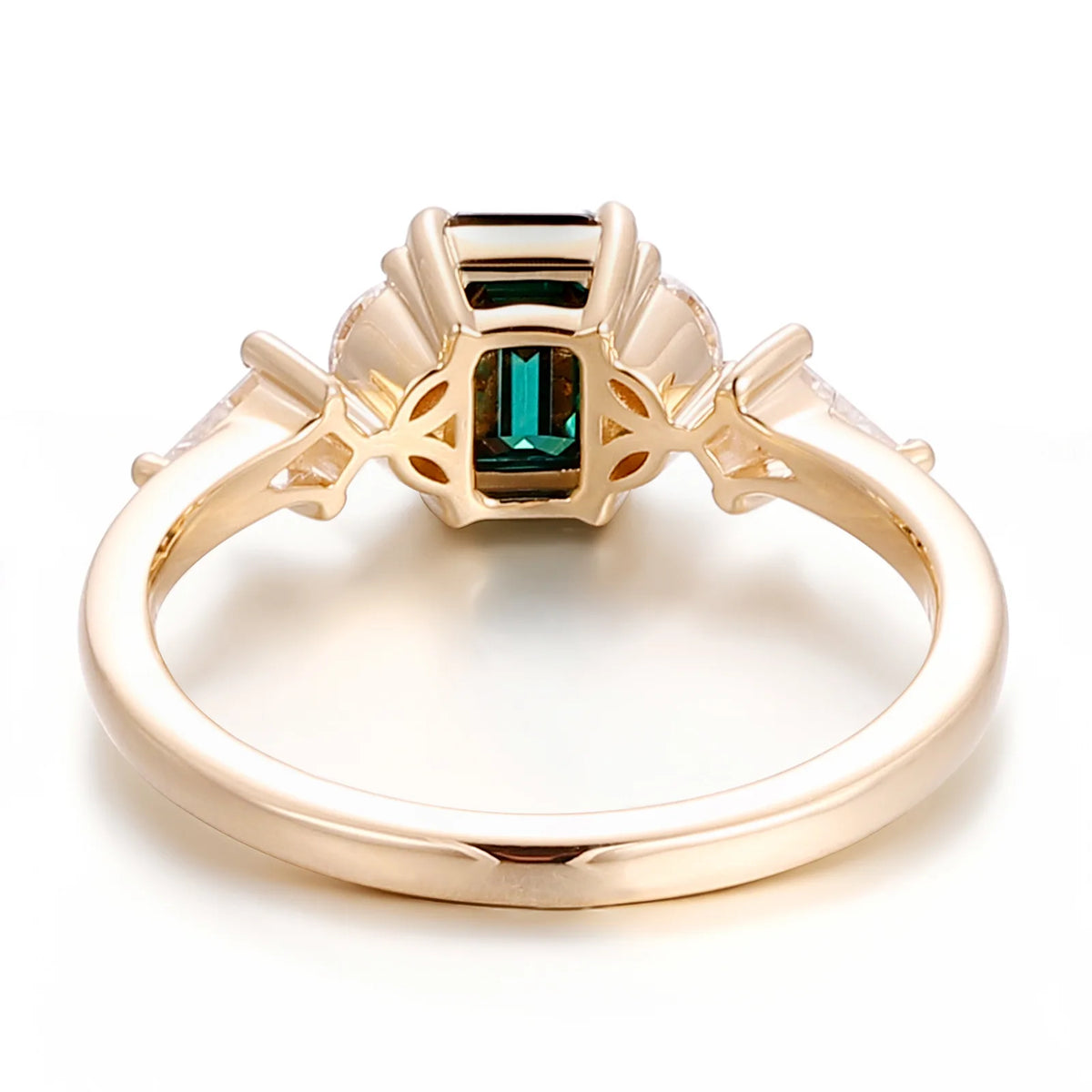 MUSHAN Custom Jewelry 10k 14k 18k Gold 925 Silver Ring 5*7mm Rare Green Moissanite Diamond Wedding Rings Women Platinum Jewelry