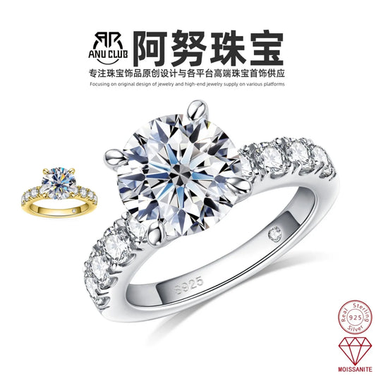 MUHAN Luxury Jewelry  925 Sterling Silver Ring Wedding Band  Women GRA Certificate Moissanite Diamond Rings D Color Fine Jewelry