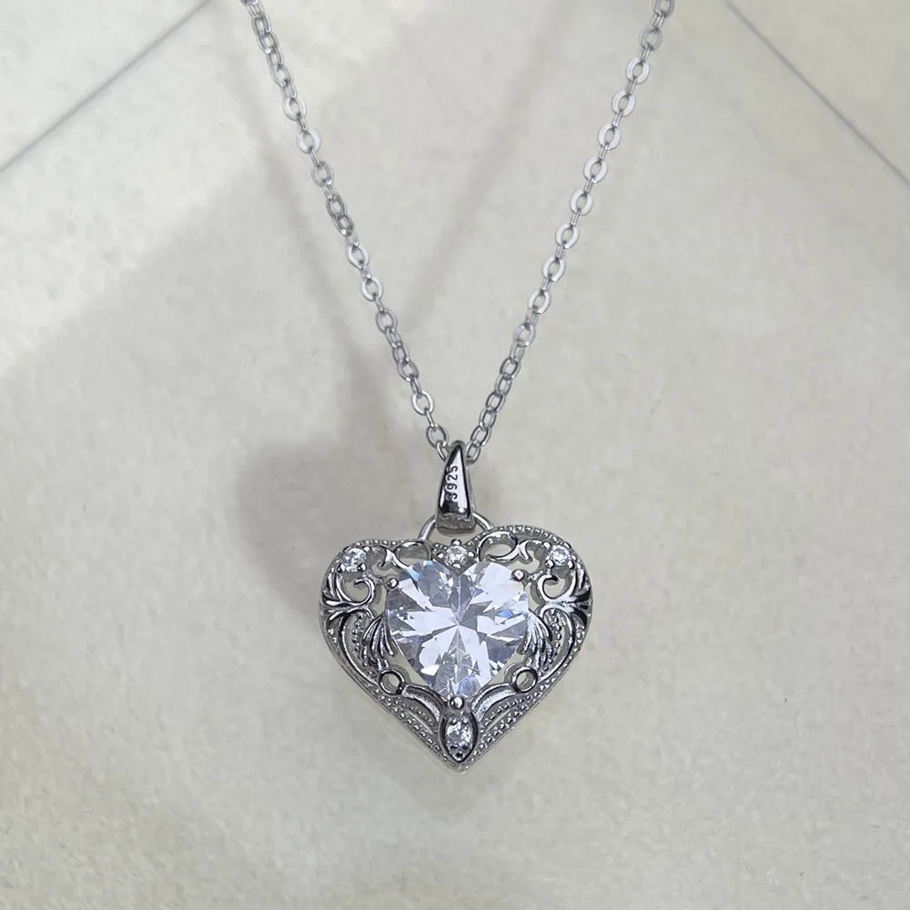 MuShan Designer Jewelry 925 Sterling Silver 24IN Necklace 2CT Moissanite Party Chic for Fiancee 18K Rose Gold Plated MST Patent