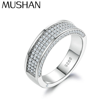Anillo de joyería de lujo MuShan de plata de ley 925 con circonita esmeralda 7A, para uso diario, para novia, joyería fina chapada en oro de 18 quilates