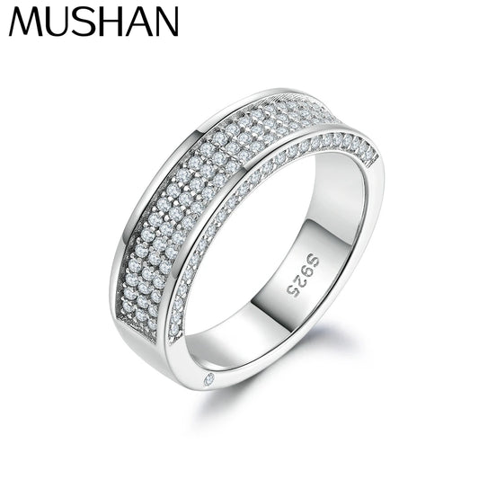 MuShan Luxury Jewelry 925 Sterling Silver Ring Zircon 7A Emerald Daily Wear for Bride 18K Gold Plated Fine Jewelry Rings