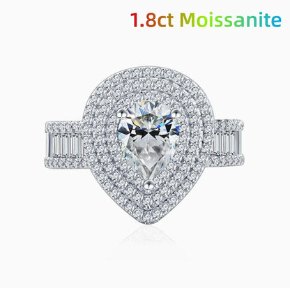 MUSHAN Bague de luxe pour femme en argent sterling 925, avec diamant moissanite 1,8 ct certifié GRA et zirconium, bijou raffiné