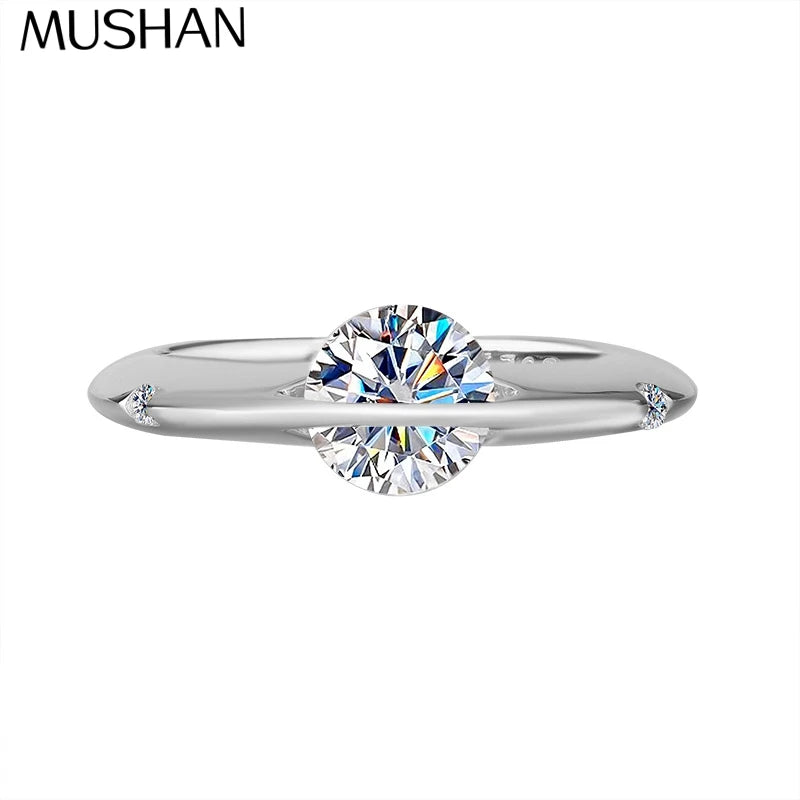 MuShan Designer Jewelry 925 Sterling Silver Ring VVS Moissanite Vintage Ring for Sister 18K Gold Plated MST Patent Fine Rings
