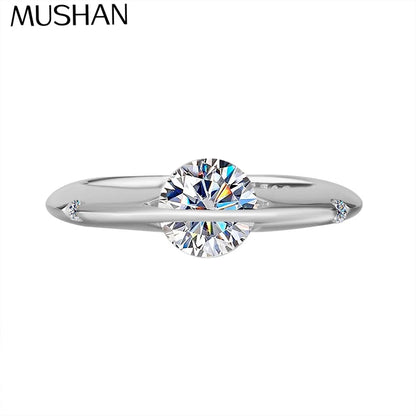 MuShan Designer Jewelry 925 Sterling Silver Ring VVS Moissanite Vintage Ring for Sister 18K Gold Plated MST Patent Fine Rings