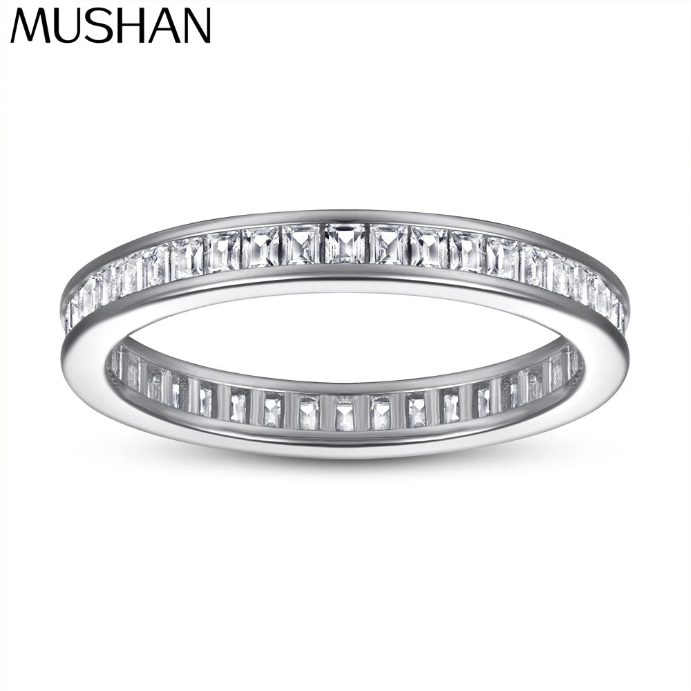 MuShan Jewelry 925 Sterling Silver Ring Wedding Band High Carbon Diamond Luxury Jewelry Bridal Jewelry Women Rings Fine Jewelry
