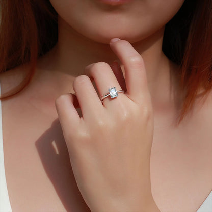MUSHAN Luxury Jewelry 925 Sterling Silver Ring Band Women GRA Certificated Moissanite Diamond Emerald D Color Rings Fine Jewelry