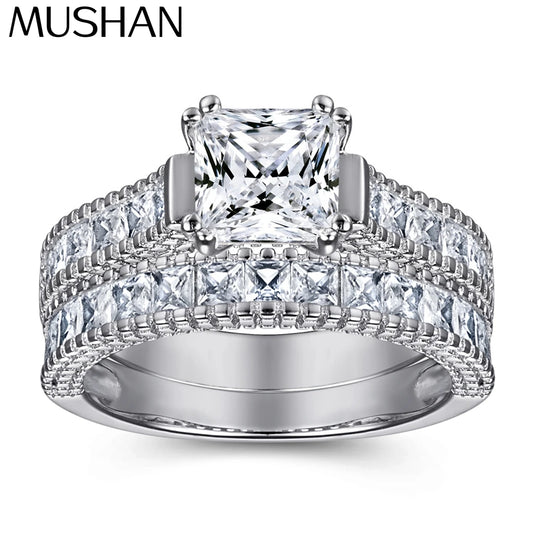Bagues en argent sterling 925 MuShan Jewelry, anneaux avec zircon cubique 7A, cadeau intemporel pour femme pour anniversaire