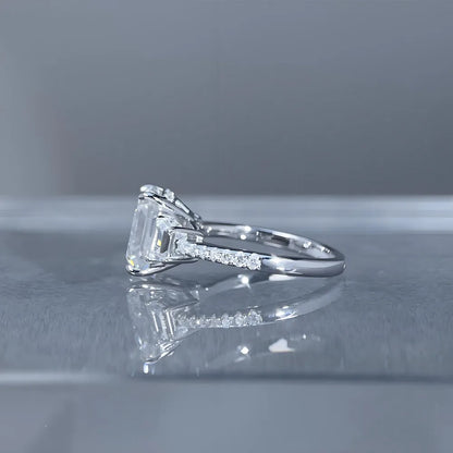 MUSHAN Luxury Jewelry 925 Sterling Silver Ring Band Women GRA Certificated Moissanite Diamond Emerald D Color Rings Fine Jewelry