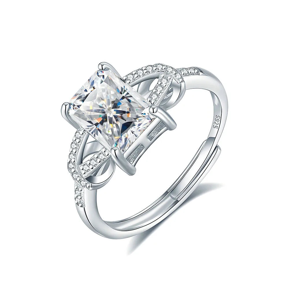Anillo de plata de ley 925 de la marca MuShan, anillo de moissanita VVS para novia, chapado en oro de 18K, joyería con patente MST