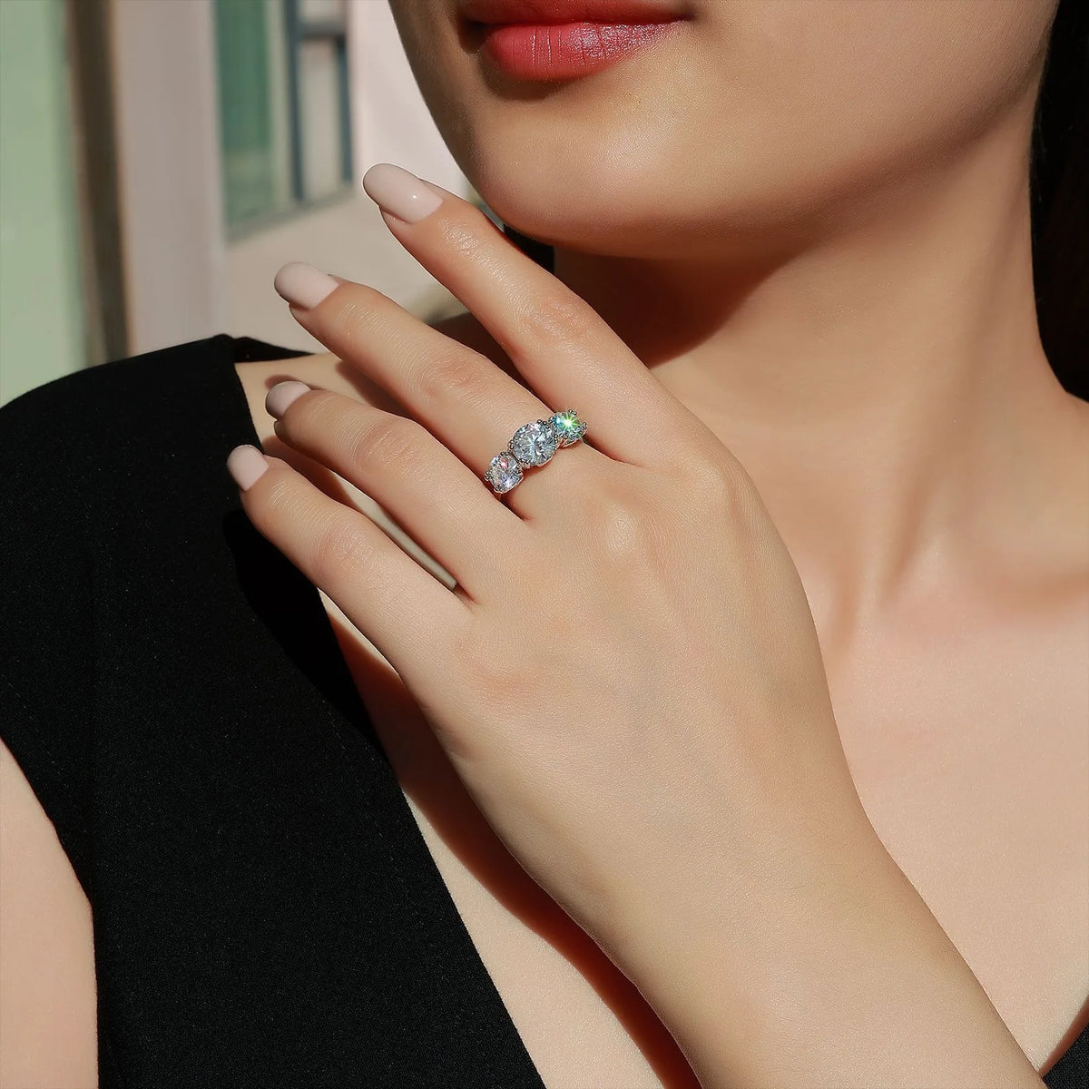 Anillo de compromiso de plata de ley 925 MUSHAN Luxury Jewelry para mujer, con diamante de moissanita, certificado GRA, color D, esmeralda, joyería fina
