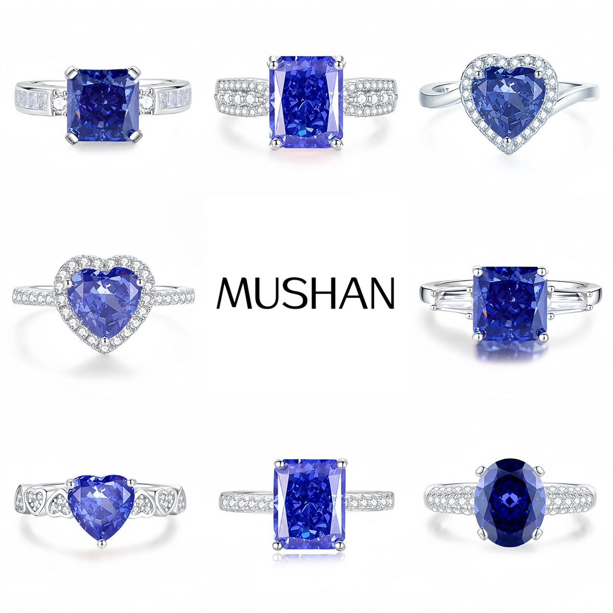 Bague de marque MuShan en argent sterling 925 avec diamant haut carbone (HCD) pour femme, plaquée rhodium, bijou de joaillerie