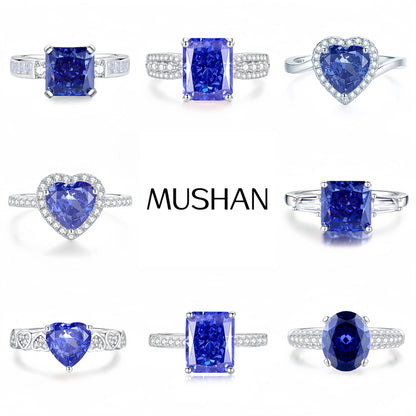 Bague de marque MuShan en argent sterling 925 avec diamant haut carbone (HCD) pour femme, plaquée rhodium, bijou de joaillerie