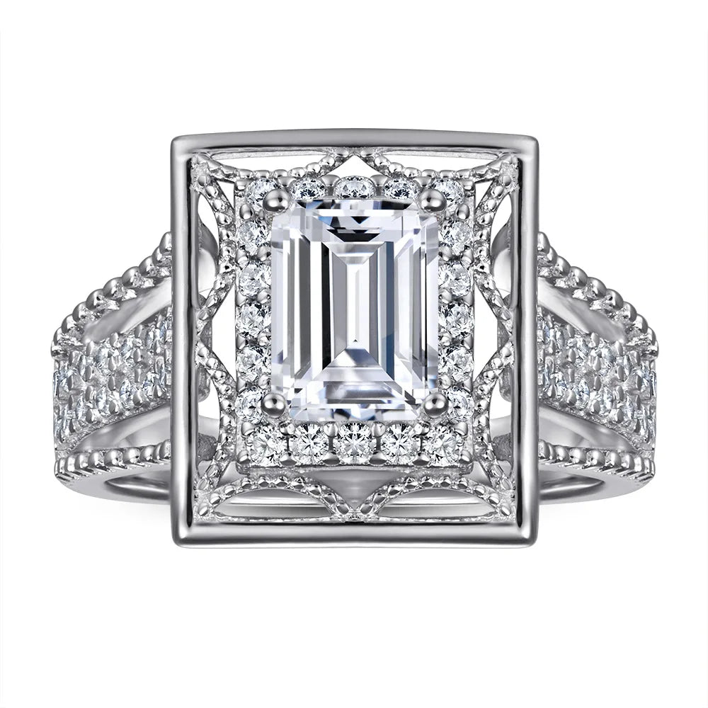 MuShan Jewelry 925 Sterling Silver Rings Bands Engagement Ring 7A Cubic Zirconia Romantic Delicate Anniversary  Women Gift
