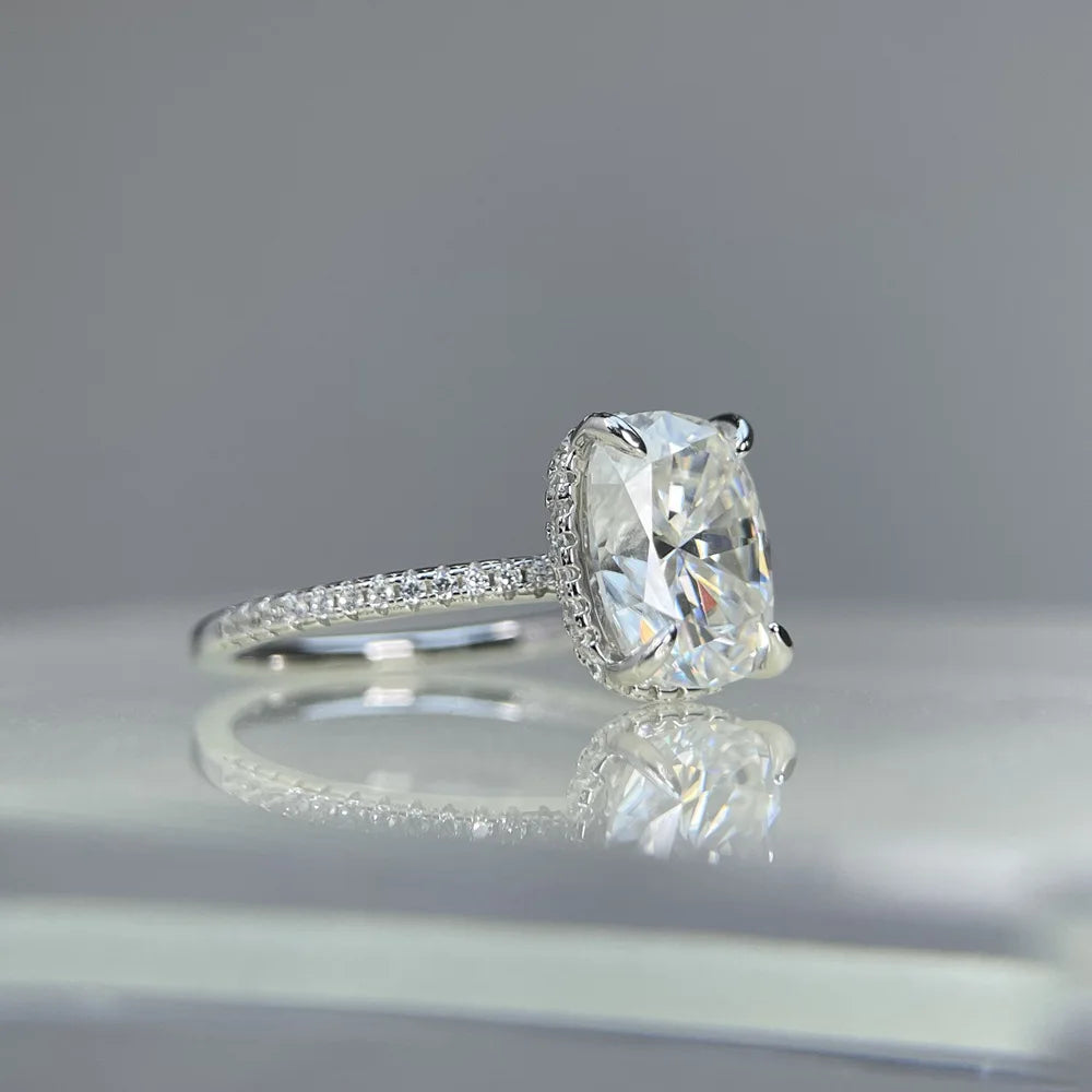 Anillo de boda de plata de ley 925 marca MuShan con diamante de moissanita, color D, VVS1, joyería fina con patente MST para mujer