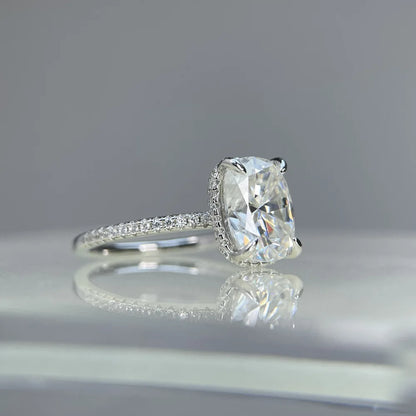 Anillo de boda de plata de ley 925 marca MuShan con diamante de moissanita, color D, VVS1, joyería fina con patente MST para mujer