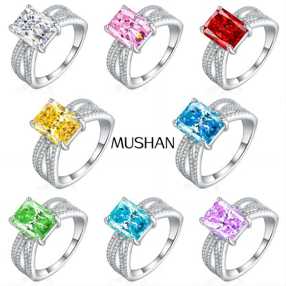 MuShan Jewelry 925 Sterling Silver Ring Wedding Band High Carbon Diamond Minimalist Style  Her Gift Women Rings Fine Jewelry