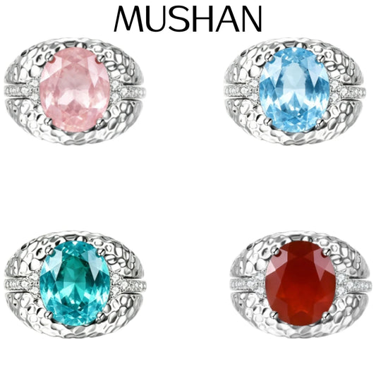 Bague MUSHAN personnalisée en argent sterling 925 avec rubis rouge de laboratoire taille radiant, cadeau de mariage pour femme, plaqué or 18 carats, certificat GRC inclus