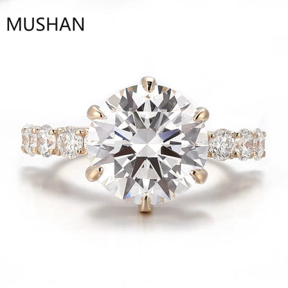 MUSHAN Luxury Custom 14K 18K Gold Rings Band Jewelry With Moissanite Diamond Lab Grown Gemstones Diamond Wedding Ring For Women