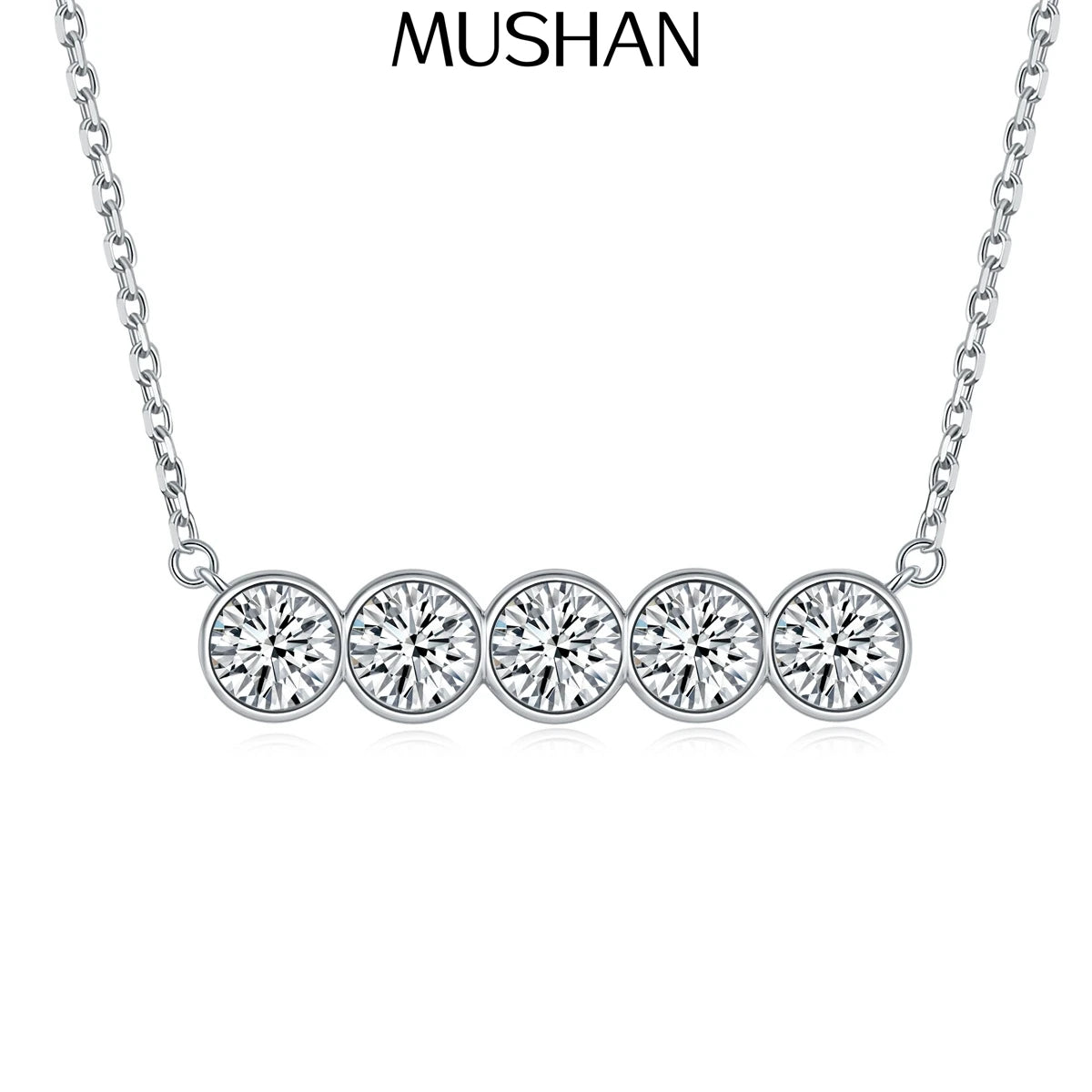 MuShan Jewelry 925 Sterling Silver Necklace Pendant Chain HCD Diamonds Mother Day Gift Girlfriend Gift Women Necklaces Jewelry