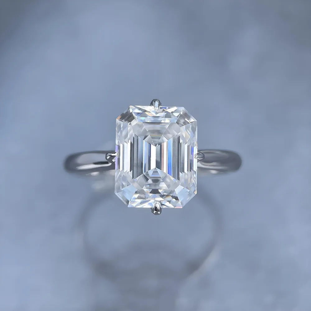 MUSHAN Luxury Jewelry 925 Sterling Silver Ring Band Women GRA Certificated Moissanite Diamond Emerald D Color Rings Fine Jewelry