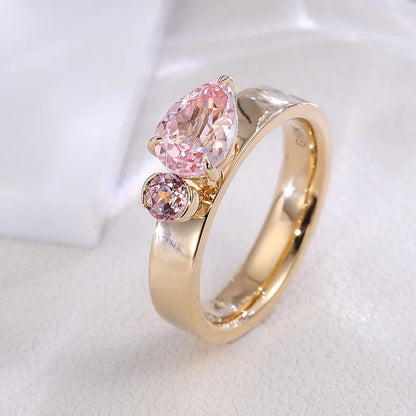 Anillo de joyería personalizada MUSHAN, gema rosa cultivada en laboratorio de 6*8 mm, banda de platino PT950, oro de 10K, 14K, 18K, joyería para mujer, anillos de fiesta y boda