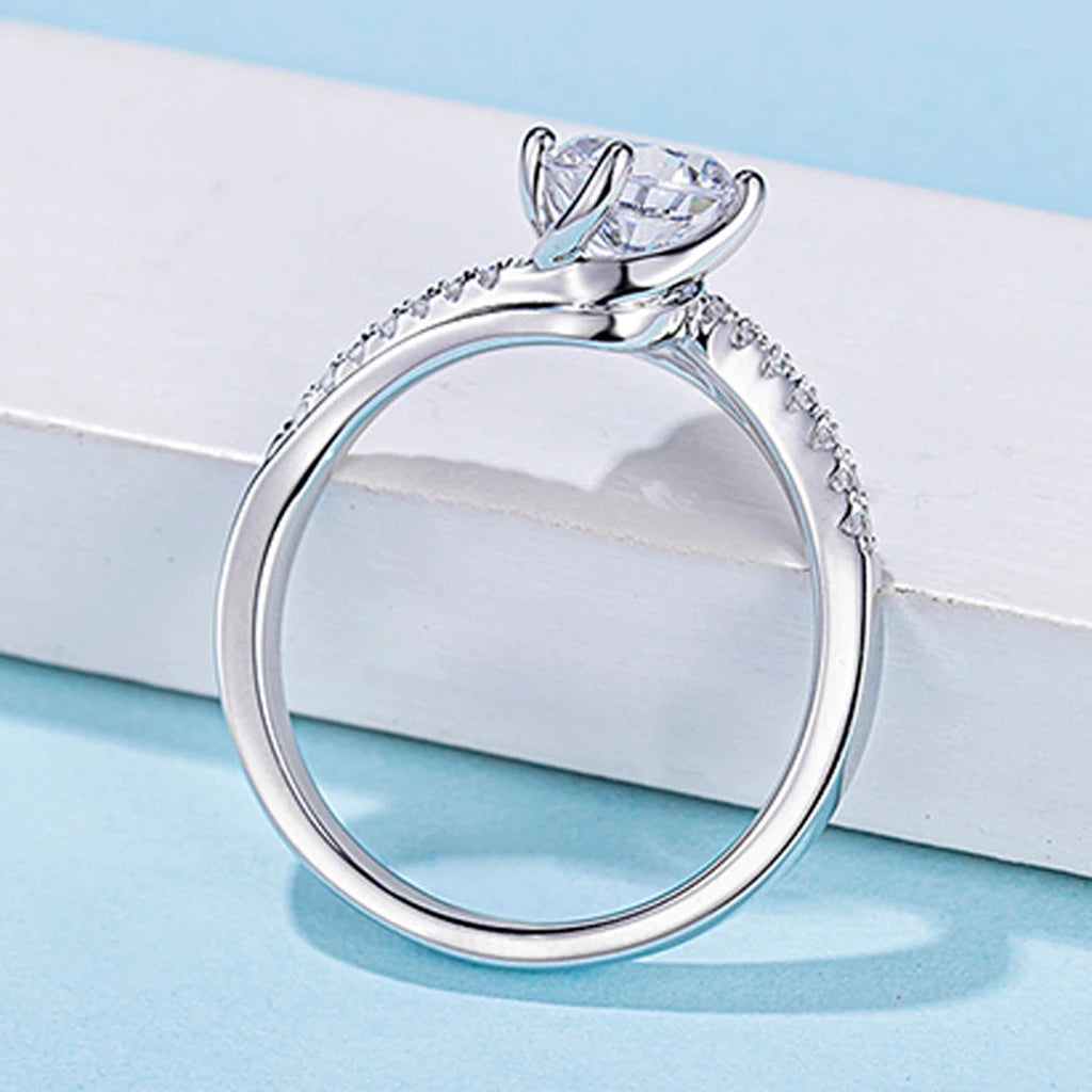 MuShan Jewelry 925 Sterling Silver Ring Moissanite D Color VVS Luxury Winsome Pear 925 Sterling Silver Rings Diamond Accessories