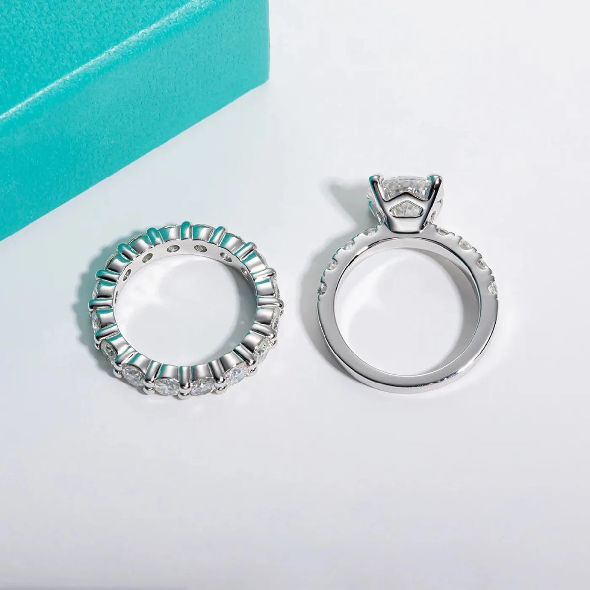 Anillo de boda de plata de ley 925 de MUHAN Luxury Jewelry, anillo de diamantes de moissanita para mujer con certificado GRA, color D, joyería fina