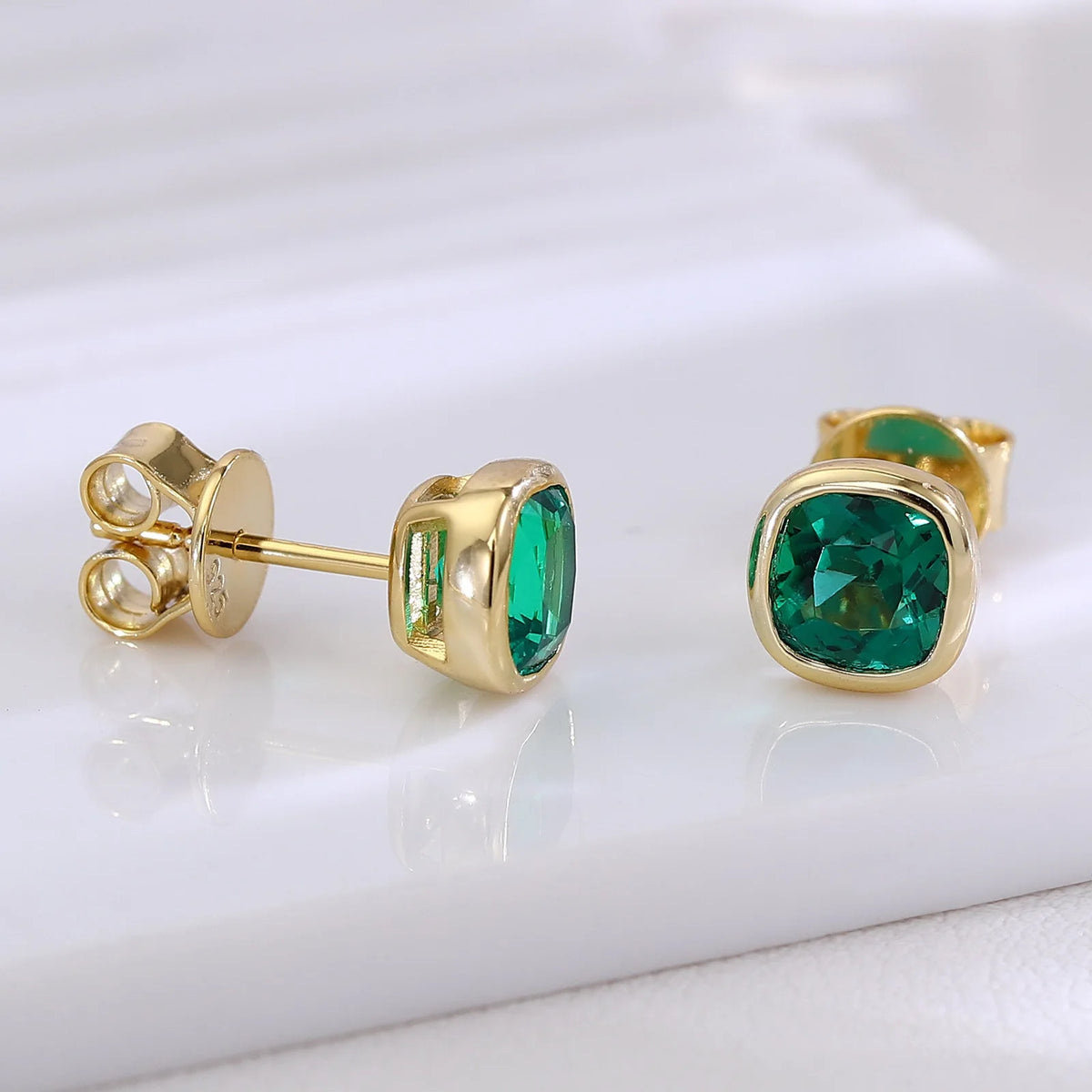 MUSHAN Custom Jewelry 10k 14k 18k Gold 925 Silver Stud Earrings Women 2ct Lab Grown Emerald Earrings Ear Pin Luxury Jewelry