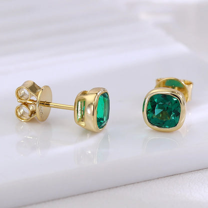 MUSHAN Custom Jewelry 10k 14k 18k Gold 925 Silver Stud Earrings Women 2ct Lab Grown Emerald Earrings Ear Pin Luxury Jewelry