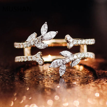 MUSHAN Luxury Custom 14K 18K Gold Rings Band Jewelry With Moissanite Diamond Lab Grown Gemstones Diamond Wedding Ring For Women