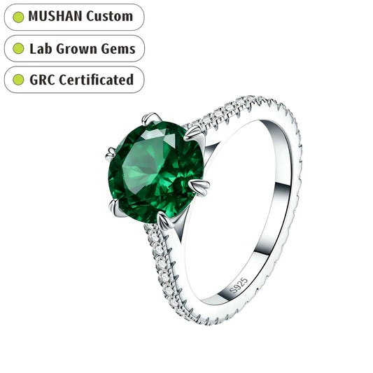 MUSHAN Custom Jewelry 925 Sterling Silver Ring Band for Women 1ct Lab Grown Gemstones Ruby Emerald Sapphire Rings Jewelry