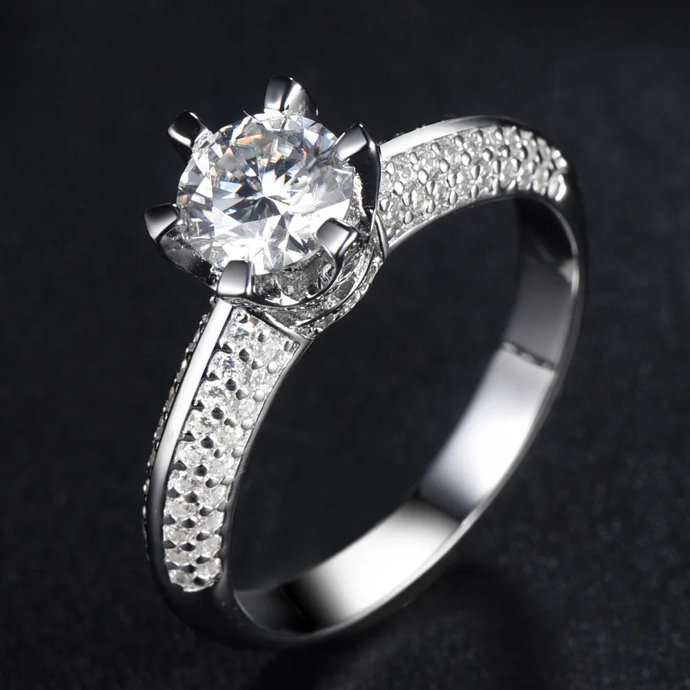 Anillo de joyería de lujo MuShan de plata de ley 925, anillo de moissanita para regalo de Navidad, baño de oro de 18K, anillos finos con patente MST
