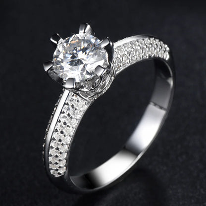 Anillo de joyería de lujo MuShan de plata de ley 925, anillo de moissanita para regalo de Navidad, baño de oro de 18K, anillos finos con patente MST