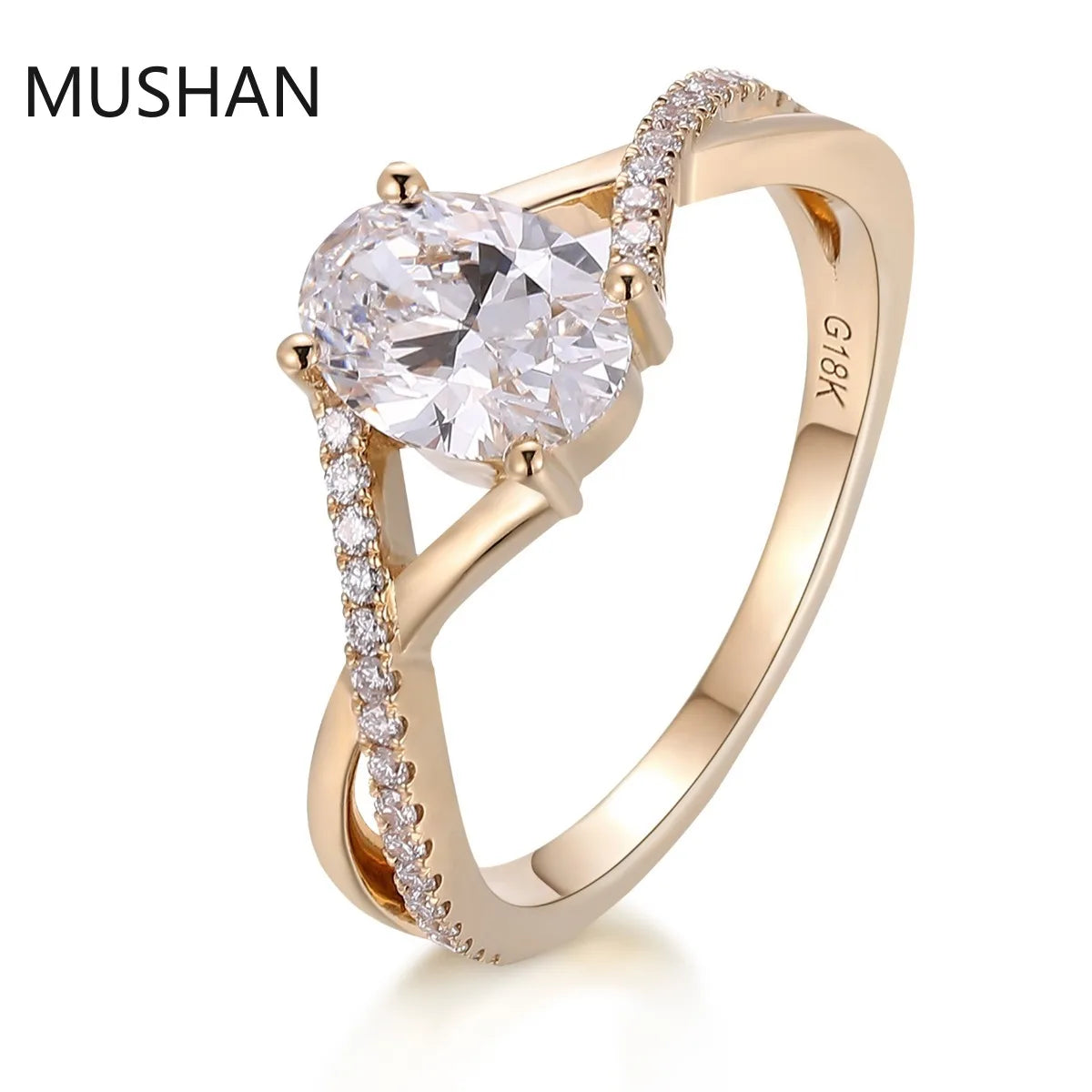 MUSHAN Luxury Custom 14K 18K Gold Rings Band Jewelry With Moissanite Diamond Lab Grown Gemstones Diamond Wedding Ring For Women