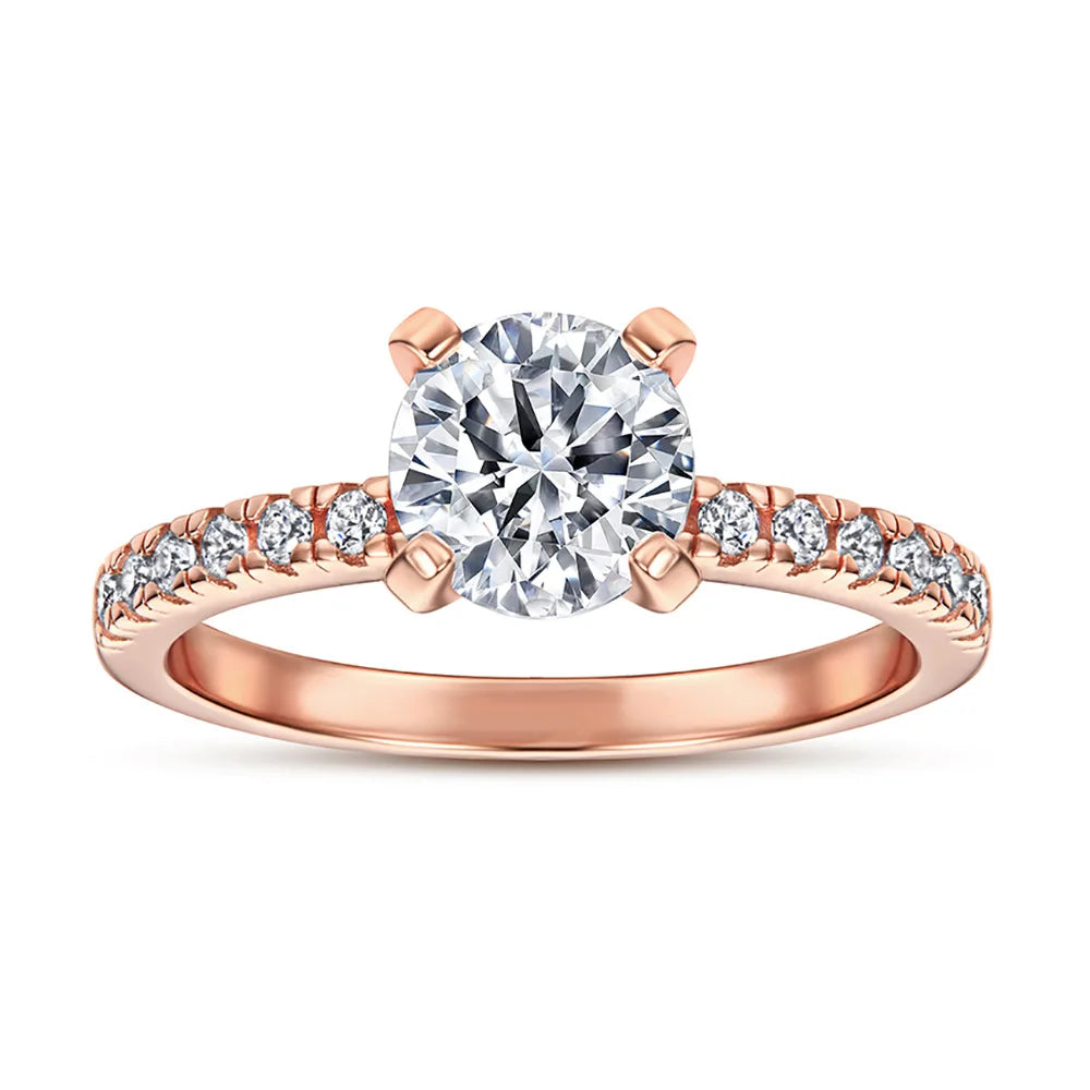 Anillo de plata de ley 925 marca MuShan con circonita de grado 5A, corazón para compromiso para ella, joyería fina bañada en oro de 18 quilates