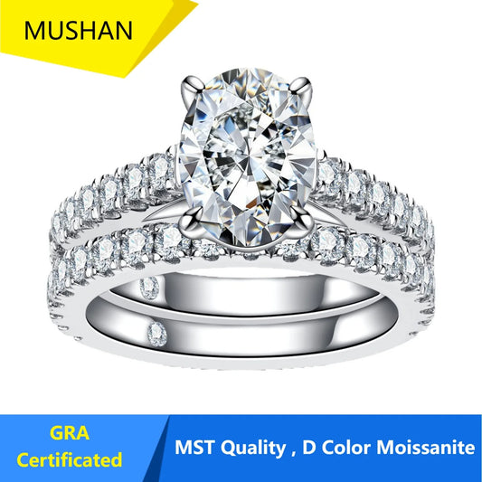MUHAN Luxury Jewelry  925 Sterling Silver Ring Wedding Band  Women GRA Certificate Moissanite Diamond Rings D Color Fine Jewelry