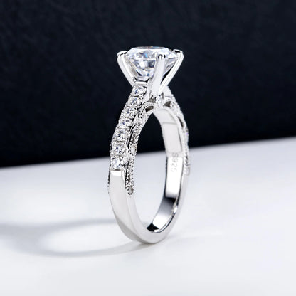 Anillo de compromiso de plata de ley 925 con moissanita de la marca MuShan para pareja, bañado en oro auténtico de 18 quilates, joyería con patente MST