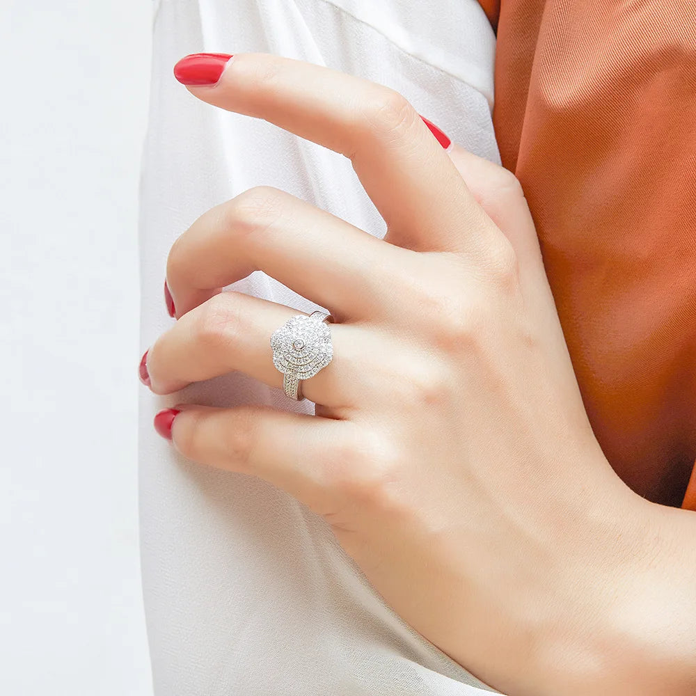 Anillo de plata de ley 925 MuShan Designer Jewelry con circonita cúbica 7A estilo esmeralda para chica, joyería fina chapada en oro de 18K