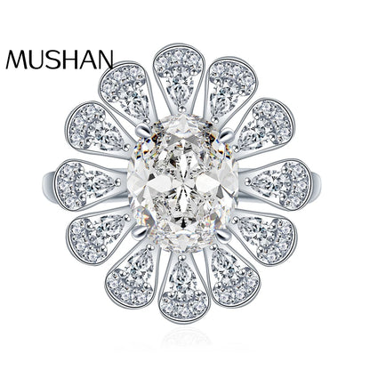 Anillo de compromiso de plata de ley 925 marca MuShan con diamante de moissanita, color D, VVS1, para mujer, joyería fina con patente MST