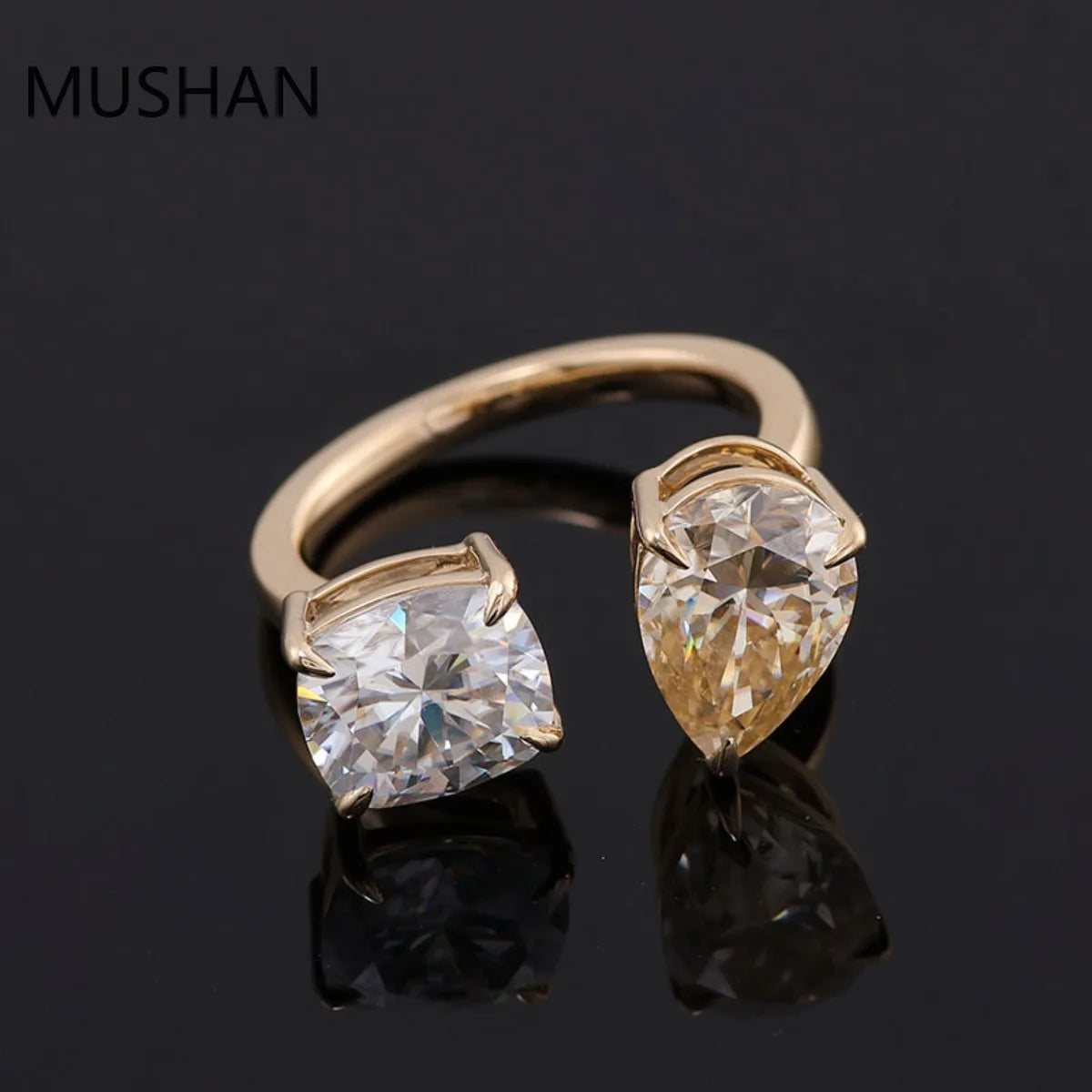 MUSHAN Luxury Custom 14K 18K Gold Rings Band Jewelry With Moissanite Diamond Lab Grown Gemstones Diamond Wedding Ring For Women
