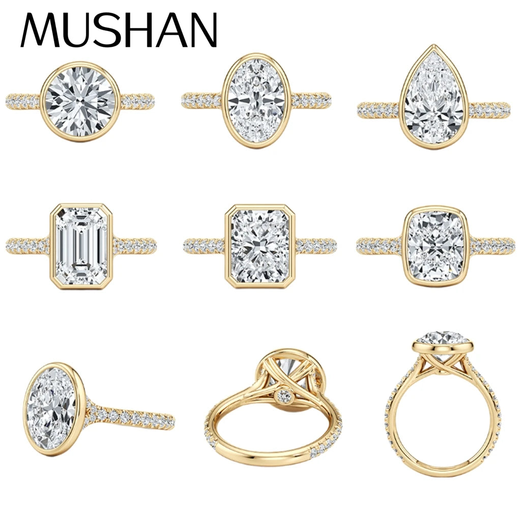 MUSHAN Custom Jewelry 925 Sterling Silver Ring Moissanite D Color VVS1 Designer Statement 925 Sterling Silver Rings Diamond