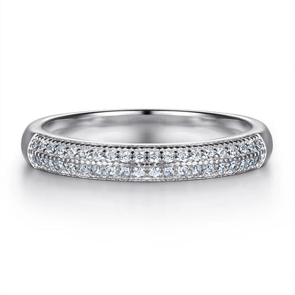 MuShan Jewelry 925 Sterling Silver Rings Bands Rings Bands Ring 7A Cubic Zirconia Rings Bands Engagement Rings Bands  Women Gift