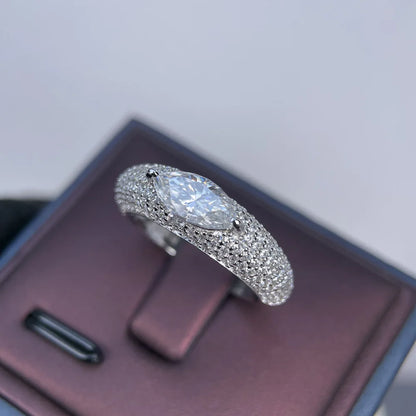 Anillo de compromiso de plata de ley 925 marca MuShan con diamante de moissanita, color D, VVS1, joyería fina patentada MST para mujer