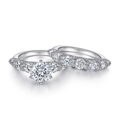 MuShan Jewelry 925 Sterling Silver Rings Bands Engagement Ring 7A Cubic Zirconia Premium Anniversary Rings Bands  Women Gift