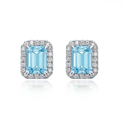 MuShan Jewelry 925 Sterling Silver Stud Earrings CMA Certificate HCD Gemstones Emerald Ruby Women Wedding Anniversary Earrings