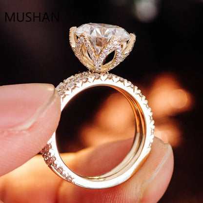 MUSHAN Luxury Custom 14K 18K Gold Rings Band Jewelry With Moissanite Diamond Lab Grown Gemstones Diamond Wedding Ring For Women