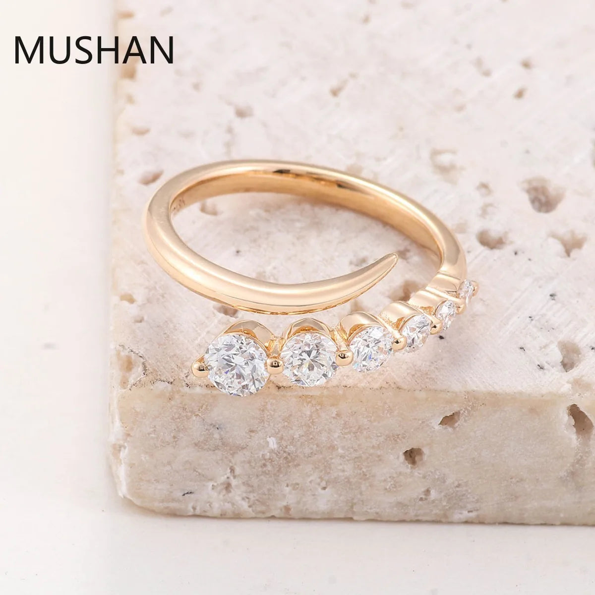 MUSHAN Luxury Custom 14K 18K Gold Rings Band Jewelry With Moissanite Diamond Lab Grown Gemstones Diamond Wedding Ring For Women